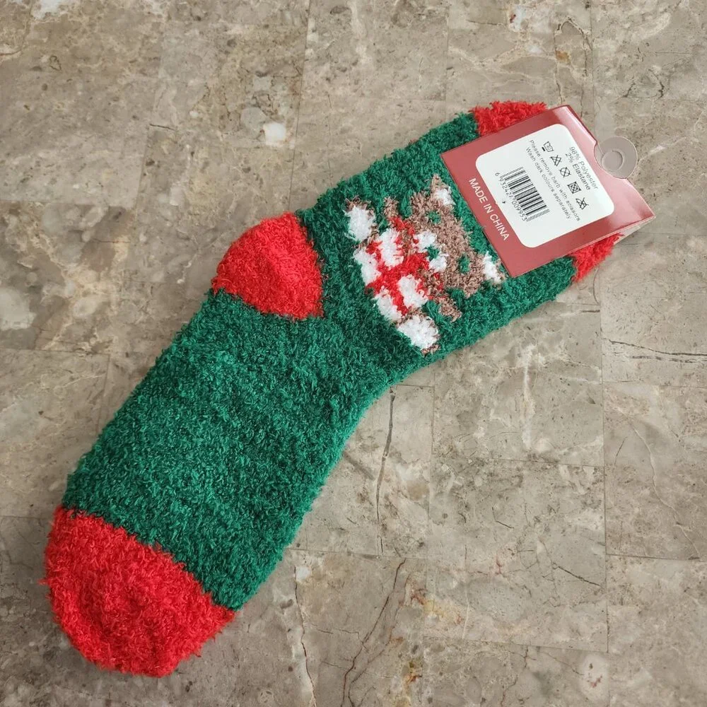 Women's Colorful Christmas Fluffy Socks (2pk)